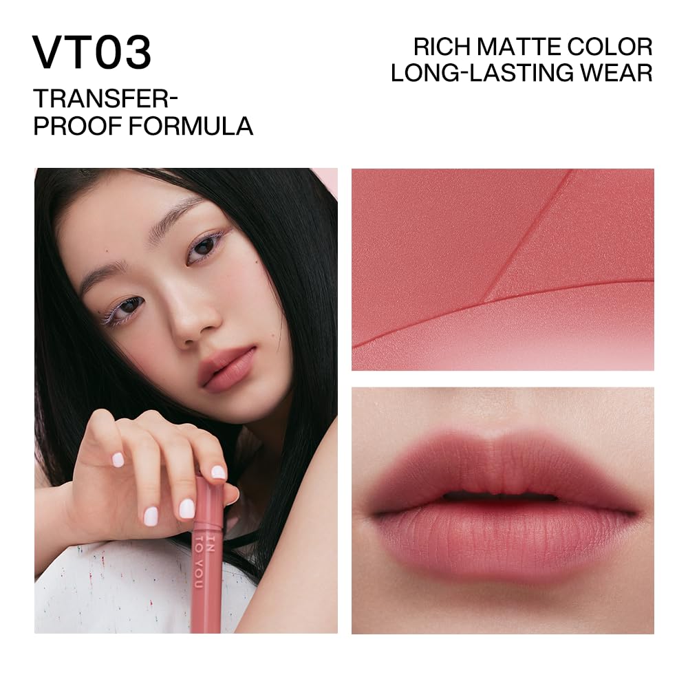 INTO YOU Velvet Matte Liquid Lipstick, Long-lasting Transfer-proof Lip Velvet Stain, Non-Sticky Waterproof Lip Tint, Smooth Silky Smudge-proof Lip Gloss, Full Coverage, for Women Makeup, VT03 - Image 4