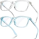 VISOONE 2 Pack Blue Light Blocking Glasses Square with Anti Computer Glare for Gaming Women and Men