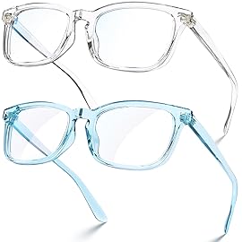 VISOONE 2 Pack Blue Light Blocking Glasses Square with Anti Computer Glare for Gaming Women and Men
