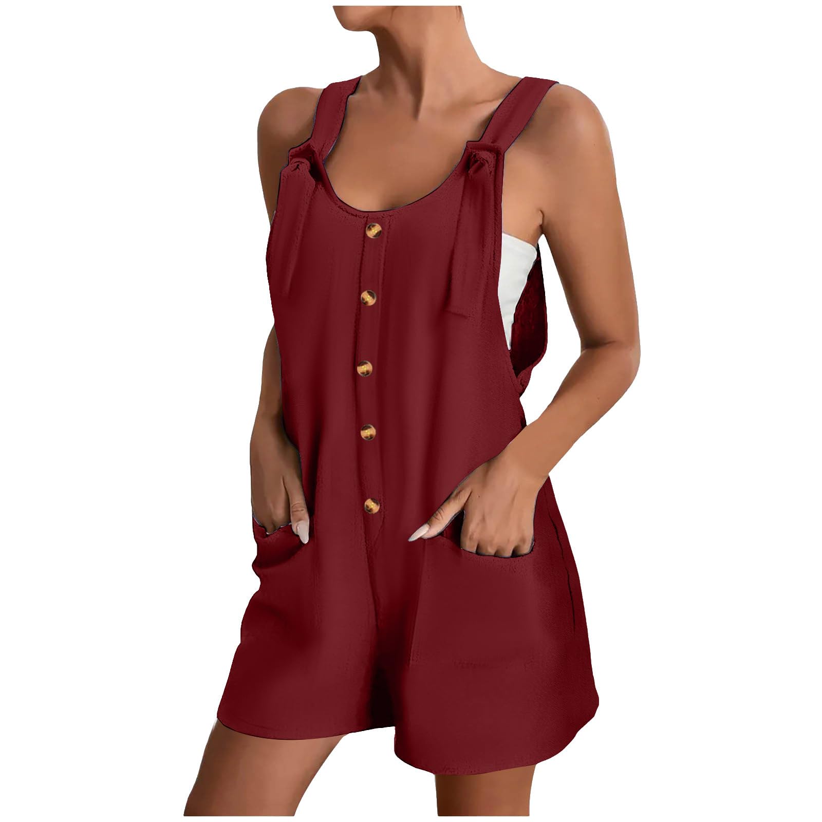Generic Mallas Mujer Culo Mujer, con Botones Informales de Verano, Mono, Pantalones Cortos, con Botones Mallas Deportiva