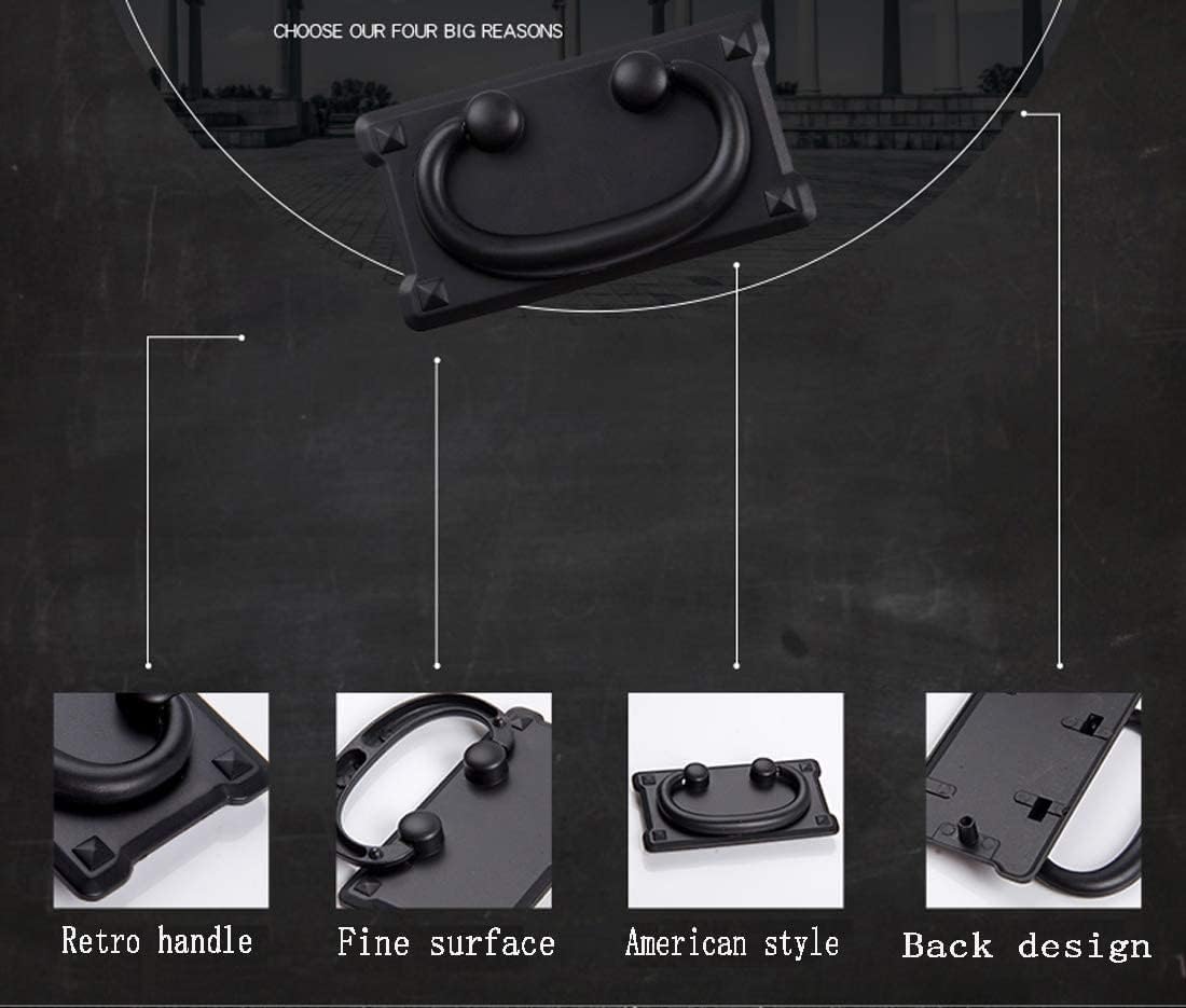 DUDUA 6pcs Vintage Antique Bronze Drawer Ring Pull Handles Knobs Hardware for Dresser Cabinet Door Furniture Drawers Bronze Hand Mission Hardware (6, Black)