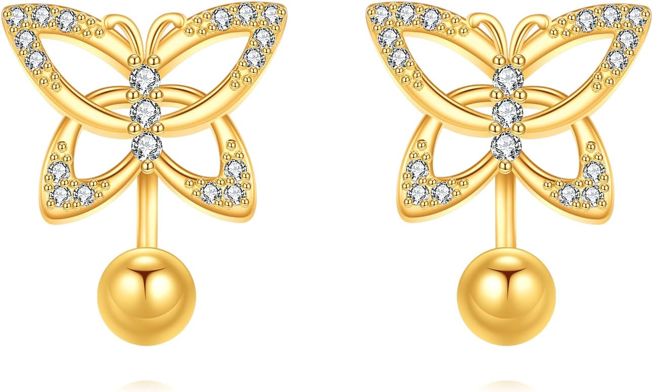 Gold Plated Butterfly Earrings 925 Sterling Silver Half Hoop Butterfly Huggie Earrings Jewelry Gifts for Women