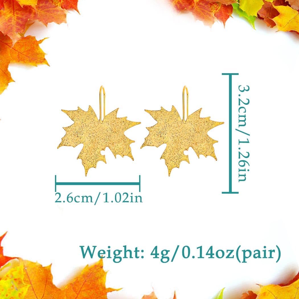 Leaf Earrings Dangle Gold Fall Maple Leaf Earrings Trendy Thanksgiving Day Autumn Earrings Jewelry for Women - Image 7