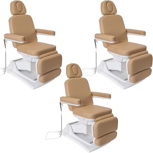 Medical Spa Exam Chair - Electric Massage Table for Spa Facial Solutions - 4-Motor Salon Bed with Remote Control, 2-Year Warranty - Esthetician Equipment for Medical Office - Beige