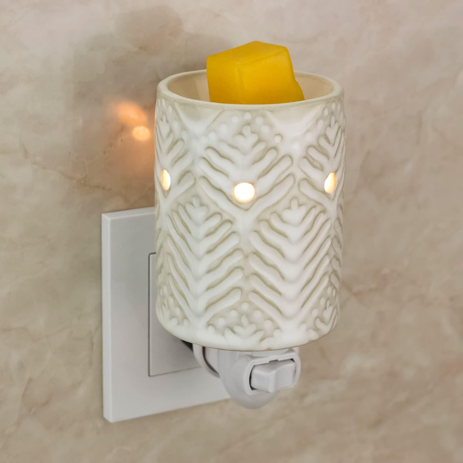 Ceramic Pluggable Wax Melt Warmer for Scented Wax, Diffuser for Fragrance Oil, Candle Melter Plug in Wall for Home, Office and Spa, Ideal Gifts, with Two Bulbs