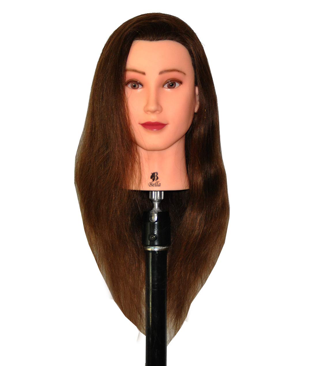 Bellrino 24" 100% Human Hair Cosmetology Mannequin Manikin Training Head with Human Hair (BROWN - BELLA)