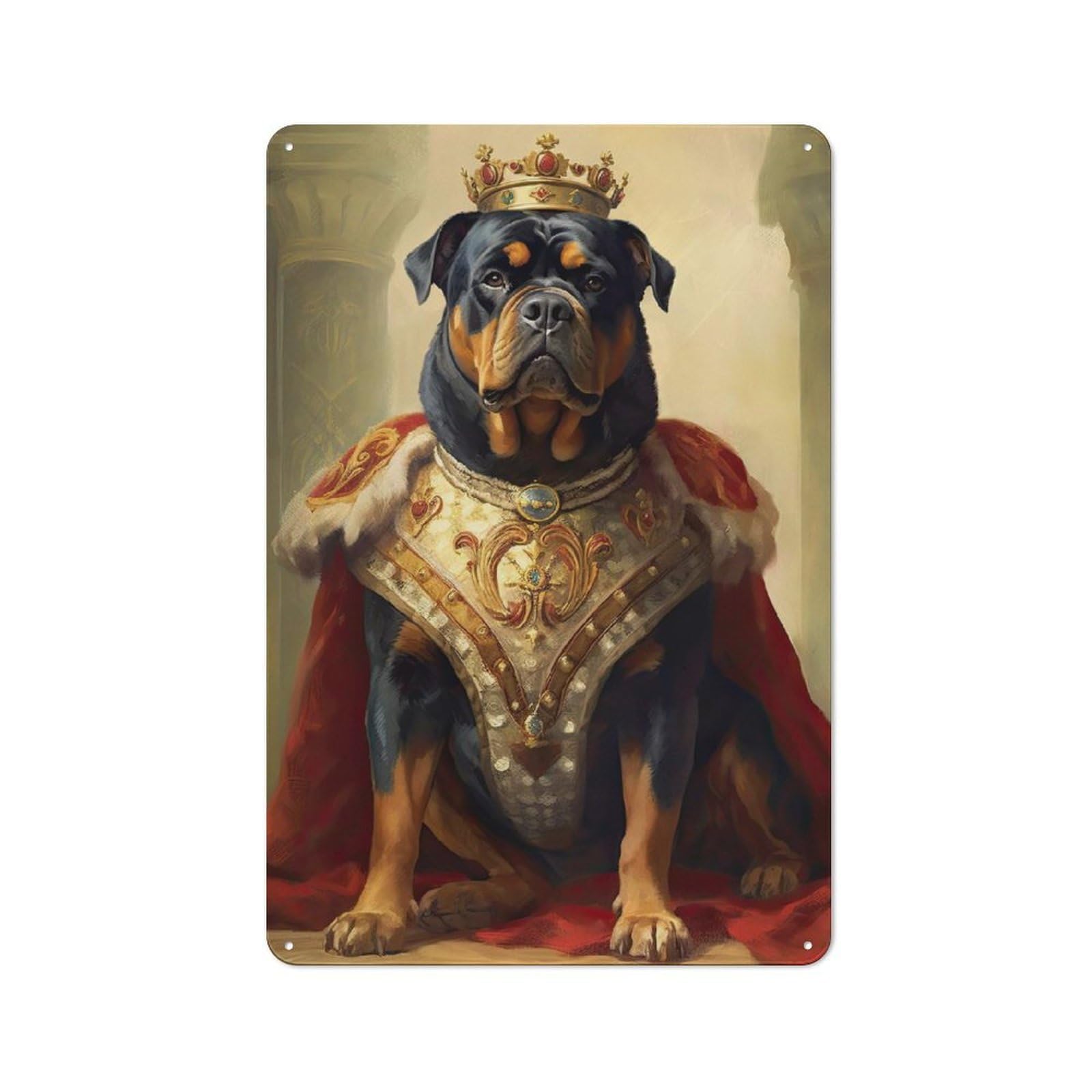 Junmoney Style Rottweiler The King Retro- Metal Sign 30X20cm For Garage Or Workshop, A Moving-Home Gift For Collectors Of Tin Signs