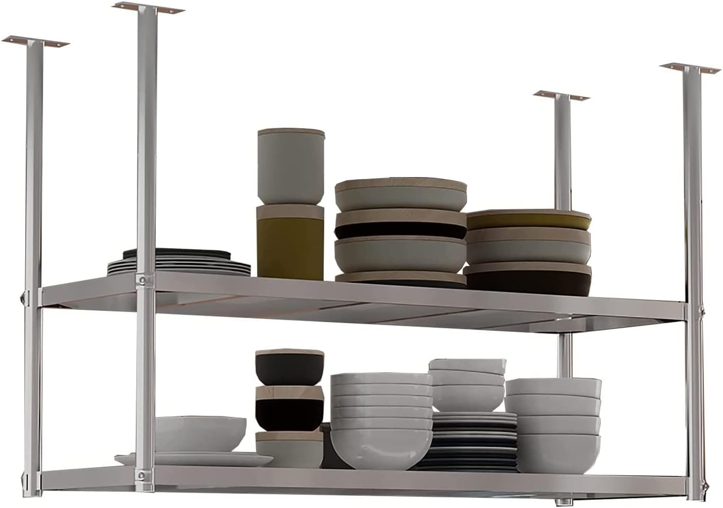 DREANNI Ceiling Mount Shelf Stainless Steel 2 Tier Ceiling Mounted