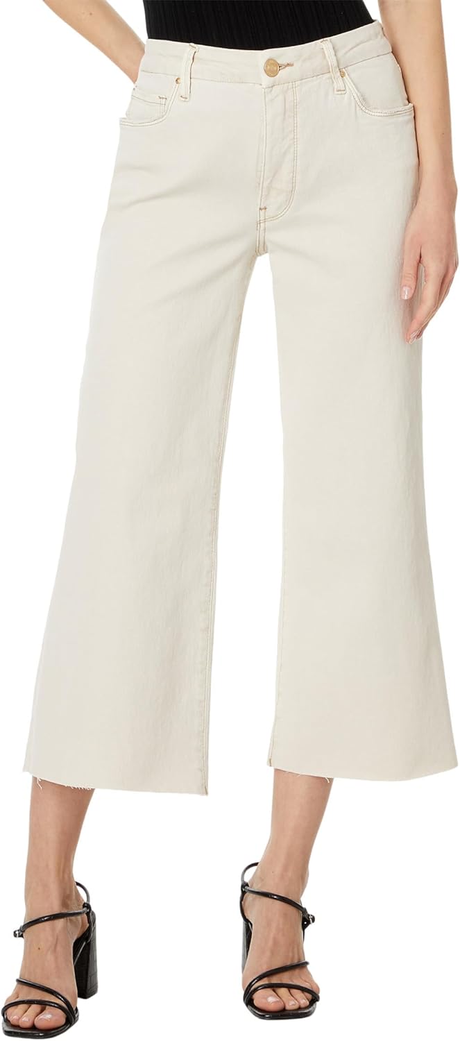 KUT from the Kloth Women's Petite Meg High-Rise Fab Ab EIDE Leg Raw Hem in Ecru