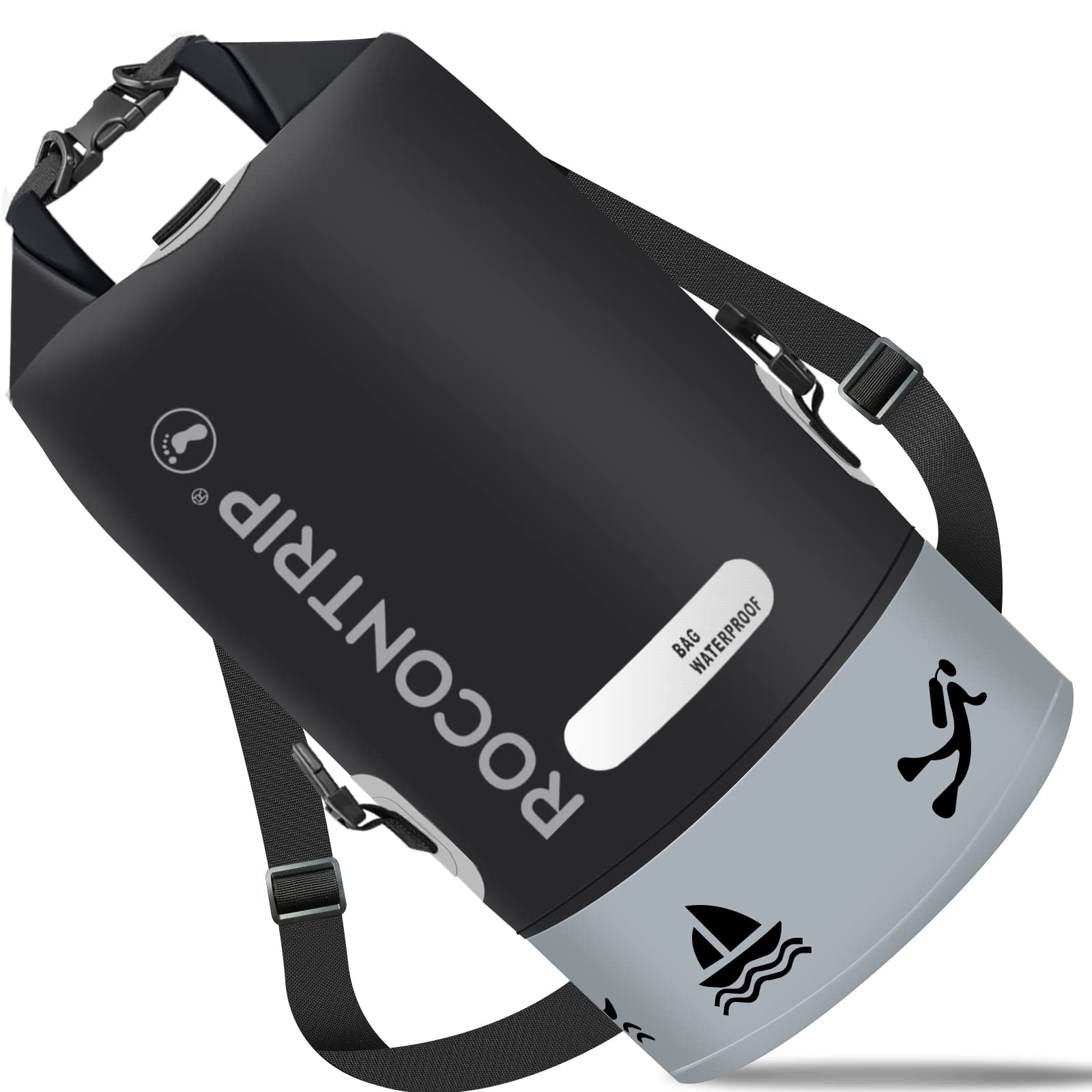 ROCONTRIP Premium Waterproof Bag, Sack with long adjustable Shoulder Strap Included, Perfect for Kayaking Boating Canoeing Fishing Rafting Swimming Camping Snowboarding