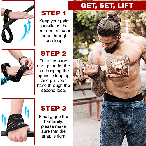 RDX Weight Lifting Straps Figure 8, Anti Slip Strap with Cuffs Wrist Support for Gym Workout Deadlift Powerlifting Bodybuilding Weightlifting, Fitness Strength Training, Hand Bar Grip for Men - Image 5