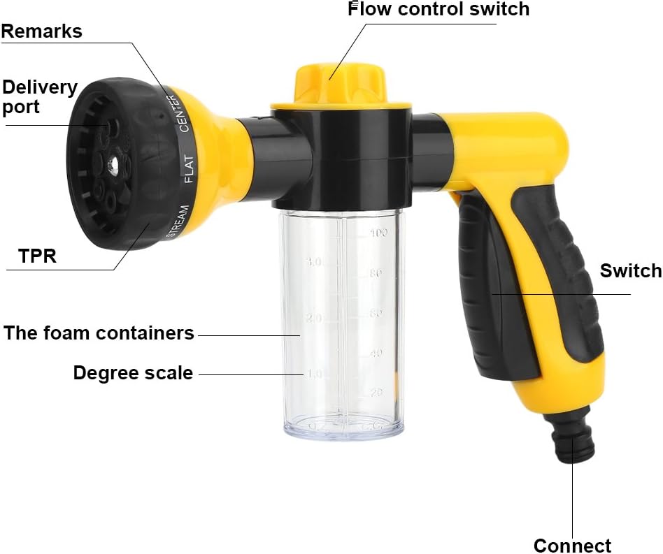 Car Wash Foam Gun High Pressure Spray Car Wash Foam Water Gun Cleaning Tool Washer 6m Yellow With Soap Dispenser Foam Wash Gun