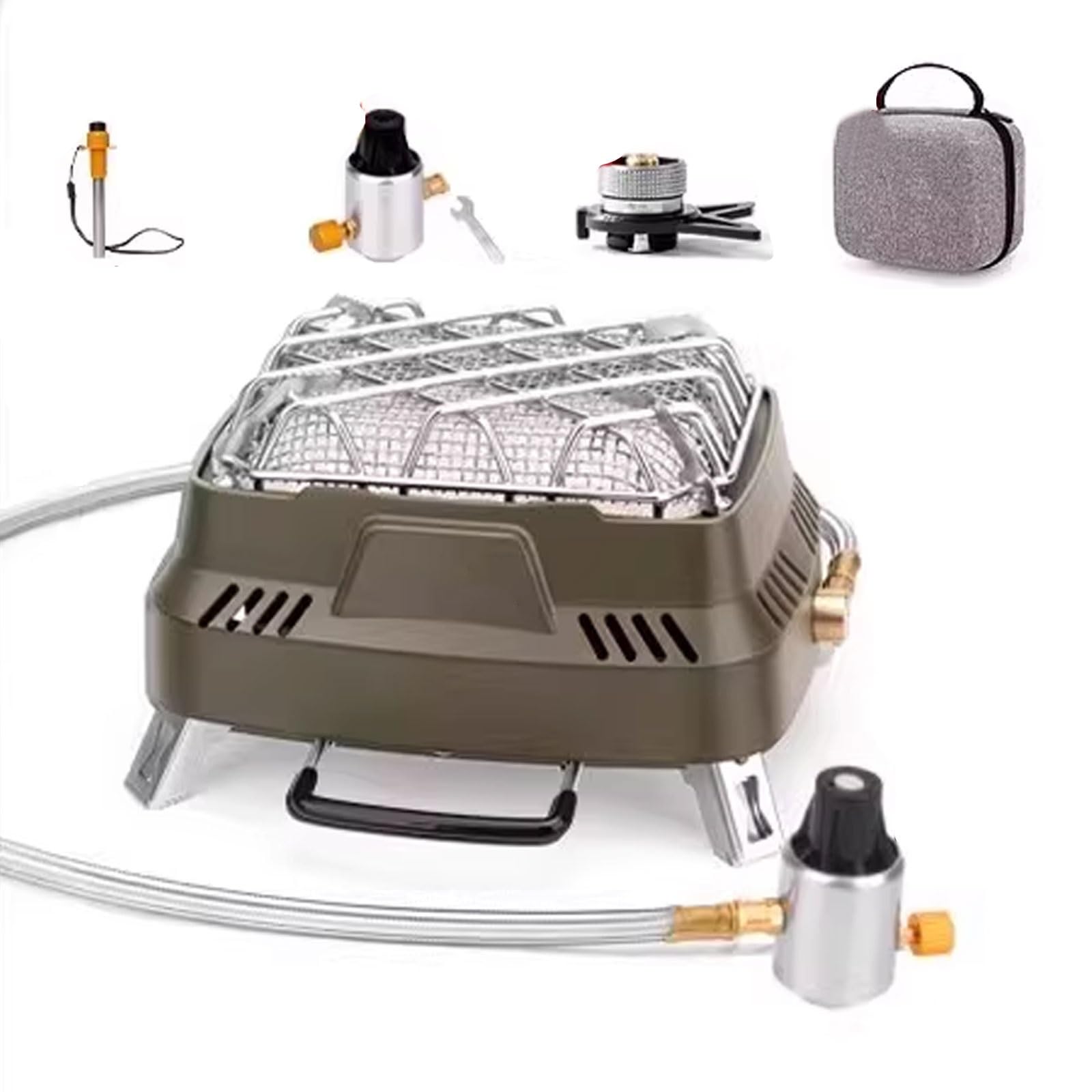 Stufa Esterno Riscaldamento Esterno Riscaldatore Da Campeggio Portatile 3500W Potenza Regolabile Autoportante for Giardino Portico Patio 18,5 * 17,5 * 10,5 Cm(Green)
