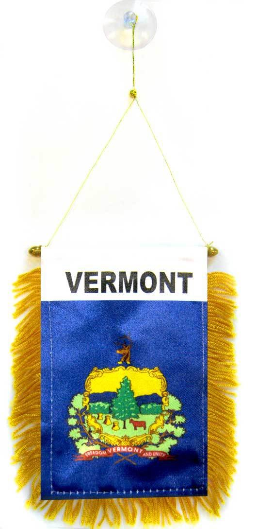 AZ FLAG, Vermont Mini Banner, 6'' x 4'', 100% Polyester US state of Vermont Small Pennant for Car