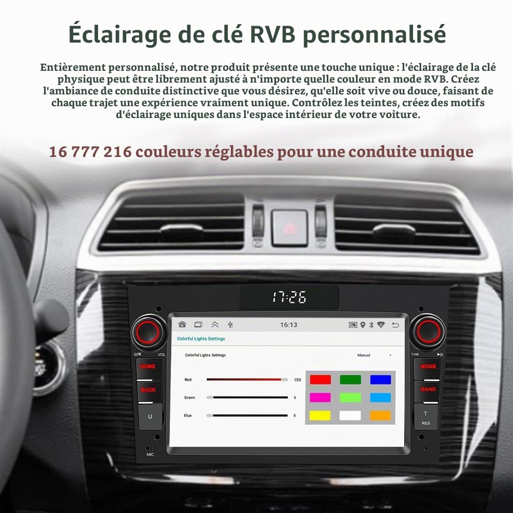 Autoradio Compatible with Opel Vauxhall Corsa, Astra, Vectra, Zafira, Antara Android 2G+64G, CarPlay sans Fil et Android Auto, Bluetooth, écran LCD 7 Pouces, GPS, RDS, WiFi