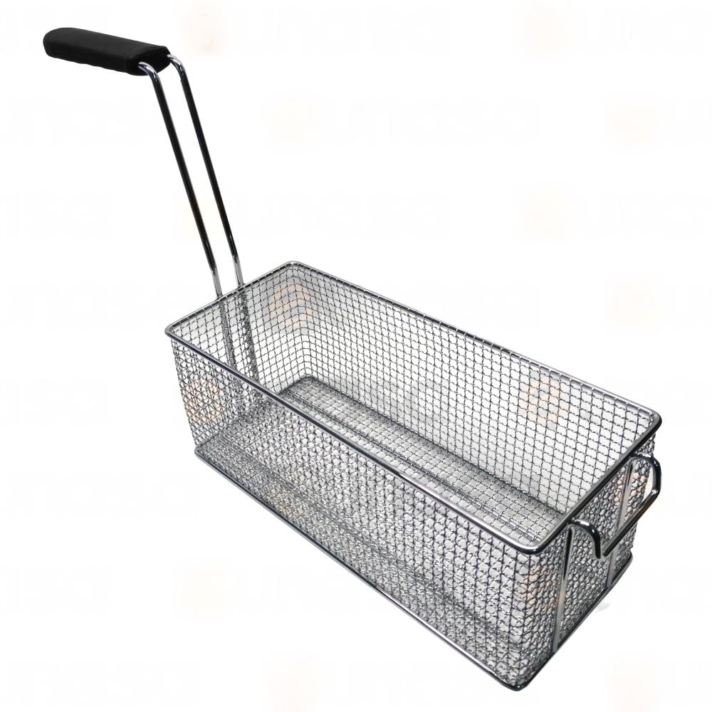 CubetasGastronorm ® cesta freidora 140x330x135 mm acero cromado mango termo aislado recambio industrial para freidoras compatible con Ambach ef1 40 ef2 40 gf1 40 hosteleria gas