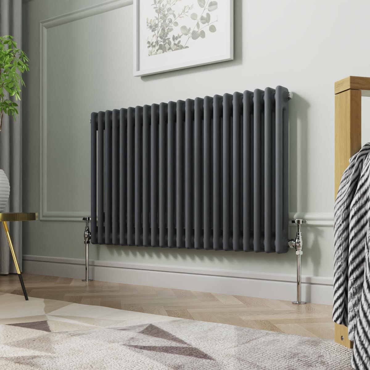 Nrg Anthracite 600 X 1010Mm Traditional Column Radiators Horizontal Central Heating Cast Iron Style Rads