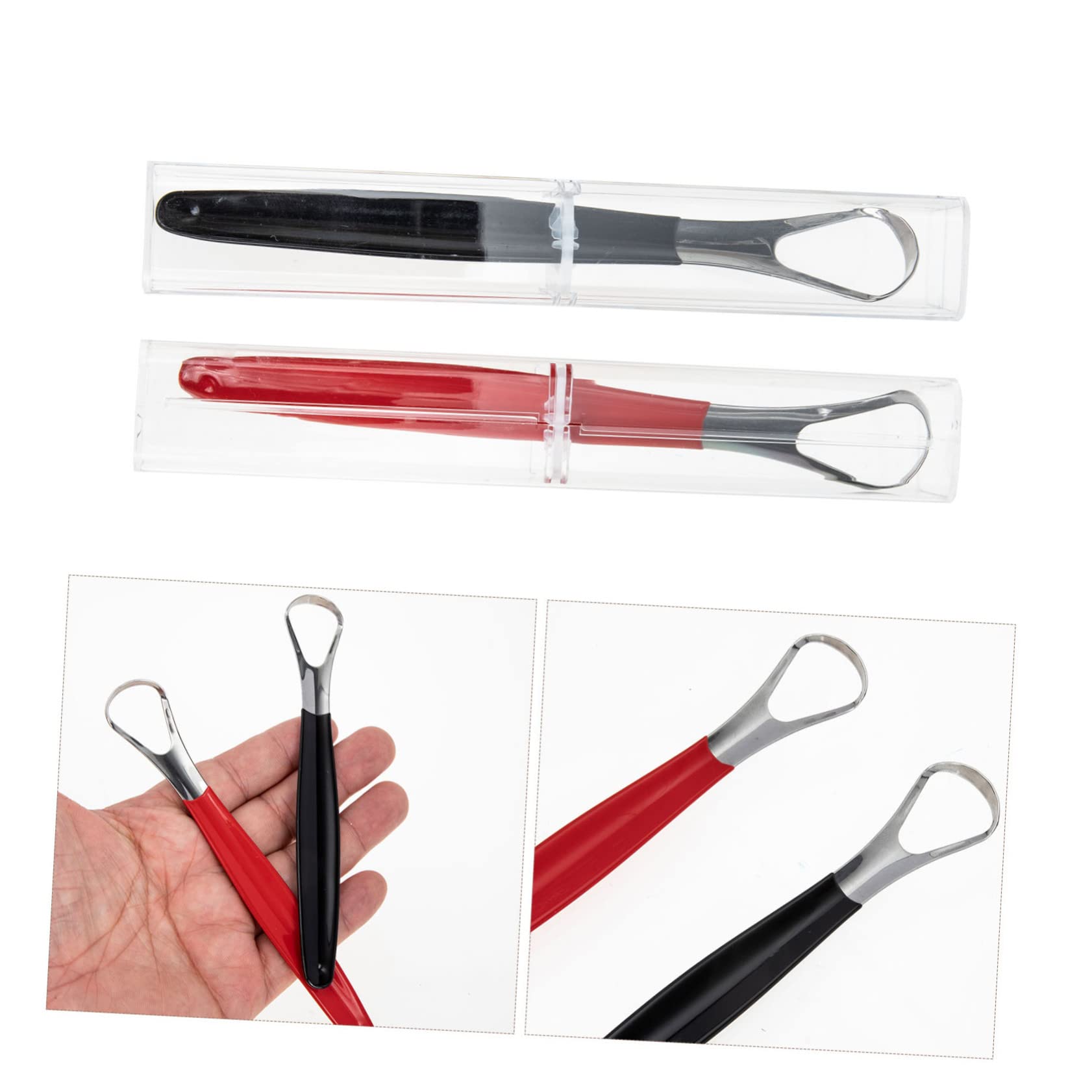 FRCOLOR 4 Set Di Raschietti in Acciaio Inossidabile Per Adulti Strumento Portatile Per Il Sollievo Dallalito Cattivo 2 Pezzi * 4