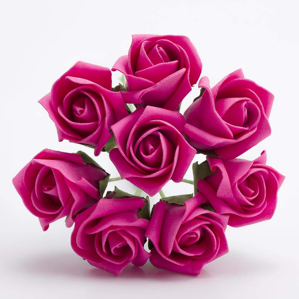 Italian Options Colourfast Artificial Foam Rose Flowers Wedding Bouquet, 3cm, Hot Pink โ image 1