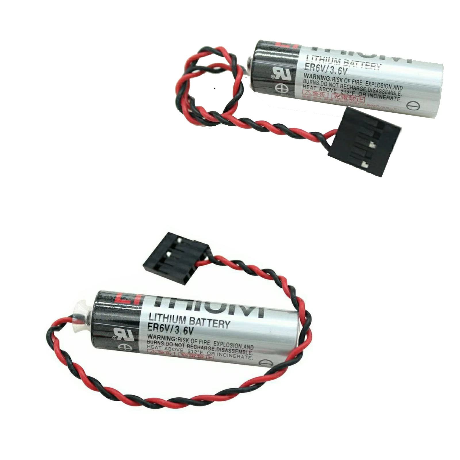 (2Pcs) 3.6V ER6VC3N Battery with JAE5PIN Plug for Yaskawa PLC Equipment,JRMSP-120XCP9600,JEFMC-CU10,CMPC-CM34,JEFMC-C02,JEFMC-Z010