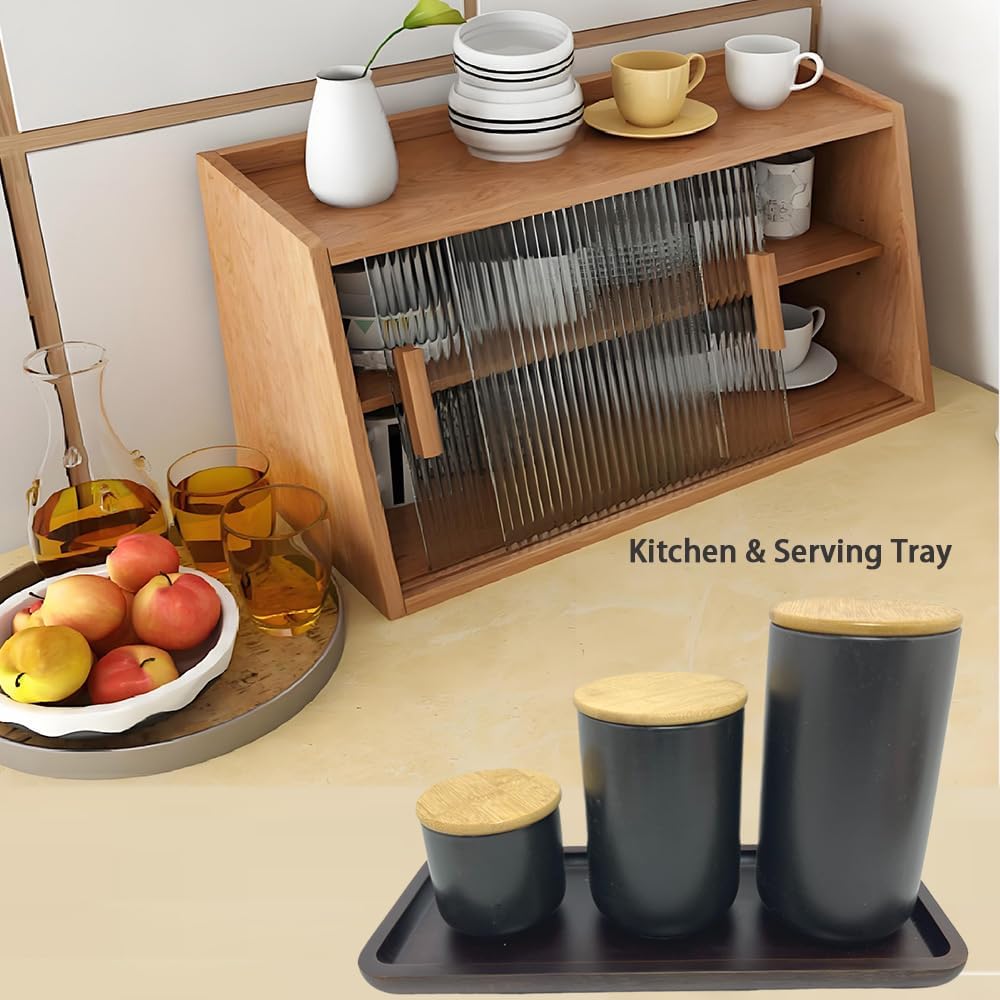 Wood Vanity Tray, Bathroom Counter Solid Walnut Organizer, Toilet Tank Top Wooden Serving Plate for Dinner Tea Coffee (Natural Walnut Color, 14 x 5.9 inch) - Image 5