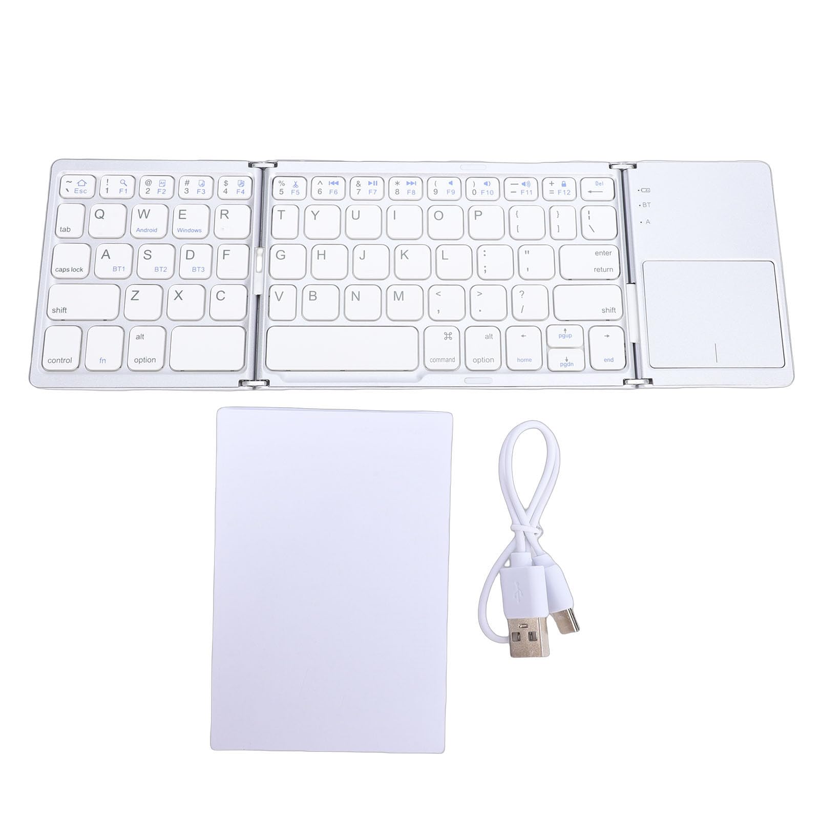 Garsent Tastiera Pieghevole Wireless, Tastiera Bluetooth con Touchpad per Tablet Laptop, da Viaggio Tascabile Ricaricabile per Telefono Pad PC (SILVER)