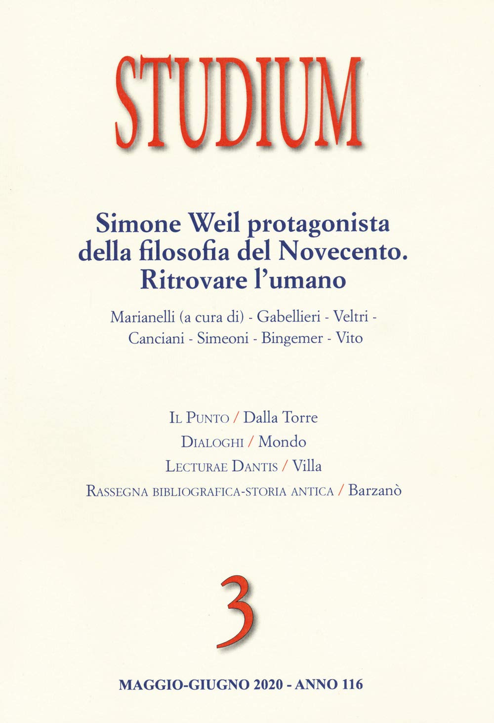 Studium. Simone Weil Protagonista Della Filosofia Del Novecento. Ritrovare L'umano (2020) (Vol. 3) - 4