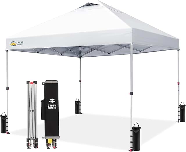 CROWN SHADES 10x10 Pop Up Canopy - Beach Tent with One Push Setup - Easy...