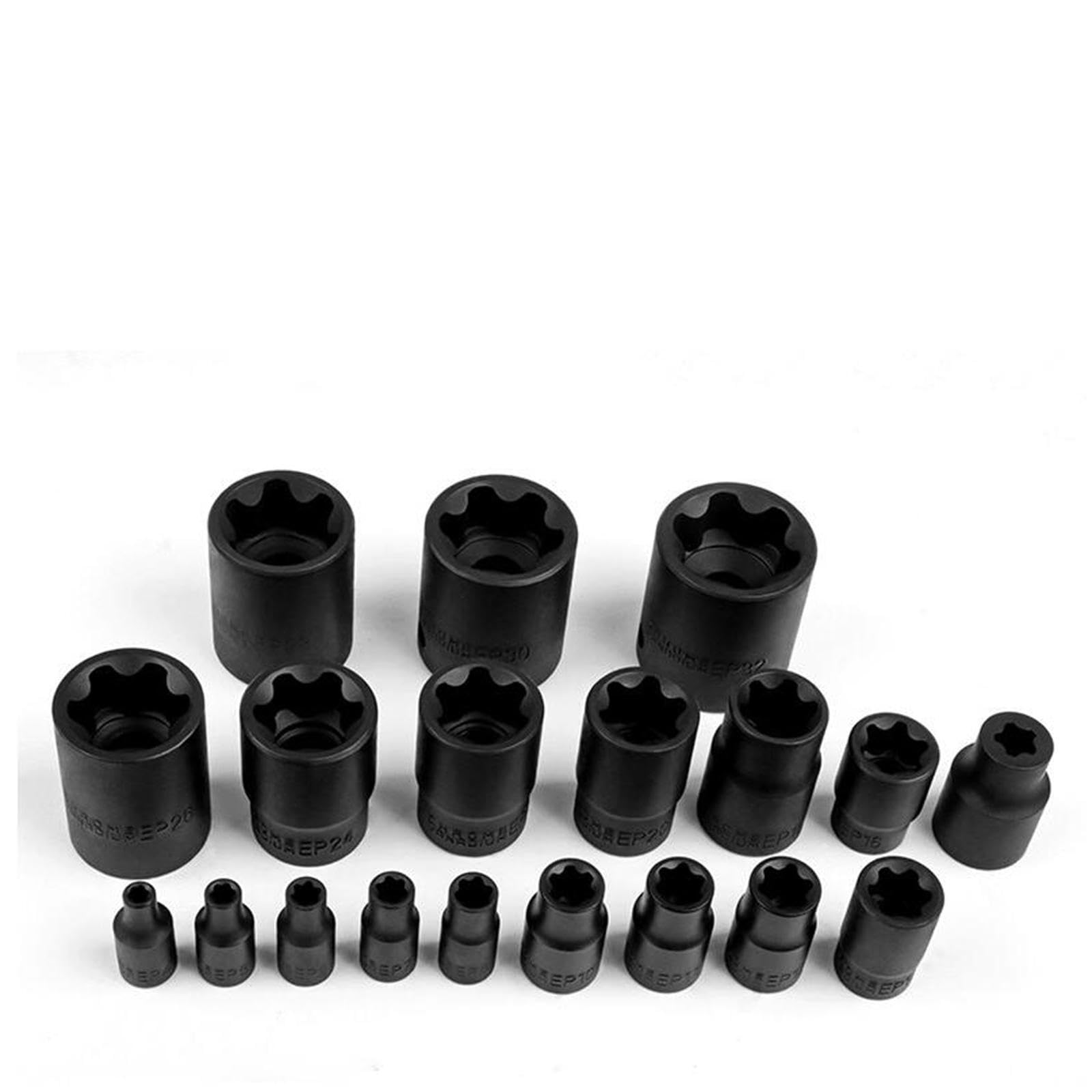 Juego de llaves de vaso completas de 19 piezas, juego de llaves de vaso EP profesional de resistencia, incluye un práctico organizador, desmontaje de