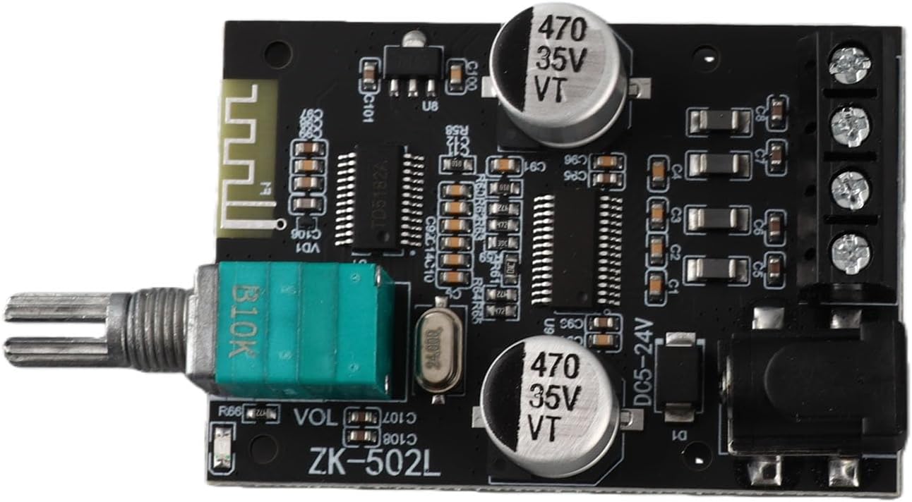 ZK‑502L Bluetooth Power Amplifier Board 5.0 Stereo Audio Receiver Channels Digital Audio Amplifier Module for DIY Speakers 5-24V