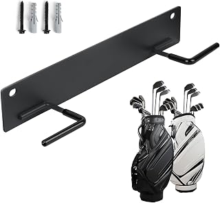 Wall Mounted Golf Bag Storage Rack - Holds 2 Bags, Garage Wall Mount Rack