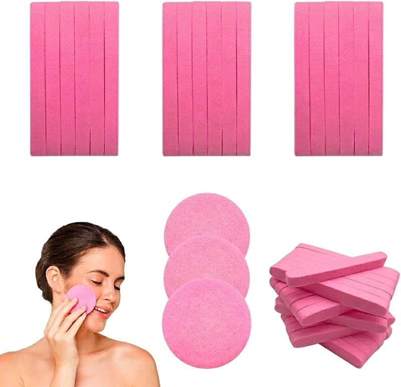 Esponjas faciais comprimidas TESEGOO, 120 unidades, redondas e descartáveis, cor rosa