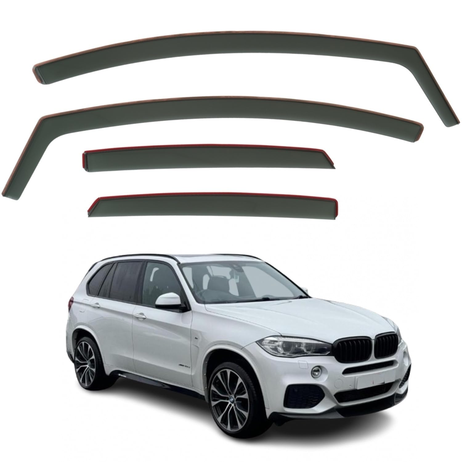 Set mit 4 Windabweisern, kompatibel mit BMW X5 Serie F15 5-Türer SUV 2013 2014 2015 2016 2017 2018 Modelle.