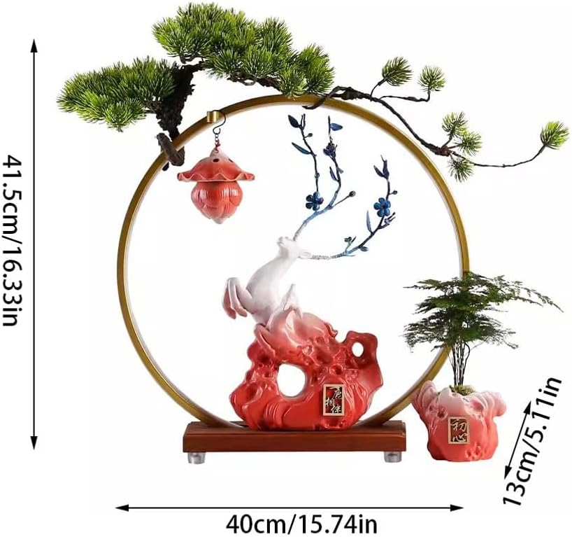 Incense Stick Holder Fawn Incense Burner Ceramic Ornaments Chinese Style Home Incense Burner Living Room Decoration with Light Ring and Base Incense Holder for Sticks (Color : B)