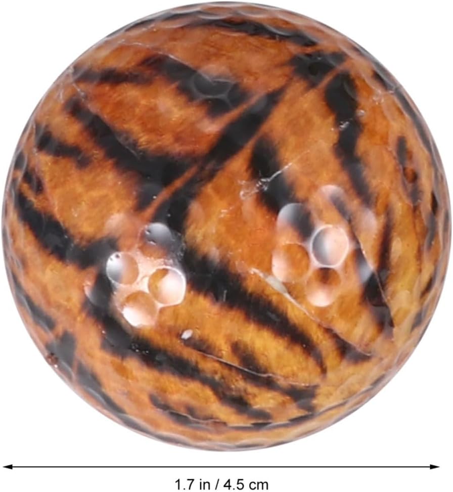 Uonlytech 2pcs Tiger Pattern Soft Practice Golf Balls for Training and Warm Ups 2 Layers Synthetic Rubber Sturdy Balls with Drop-and-Stop Control for Beginners