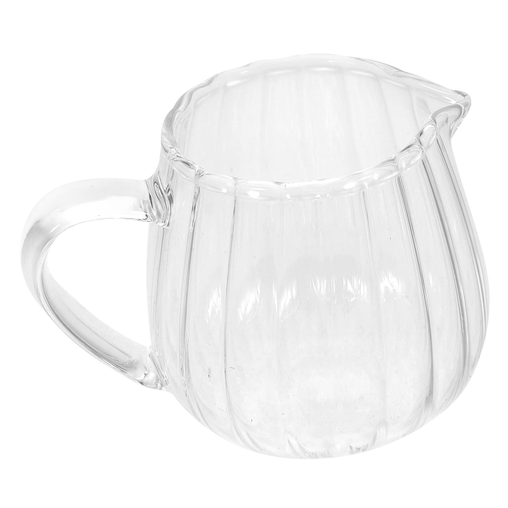 BUGUUYO Glass Milk Jug Creamer Pitcher with Pour Spout Mini Milk Pourer for Coffee Tea Serving Small Glass Jar 3.54X2.48X2.44In