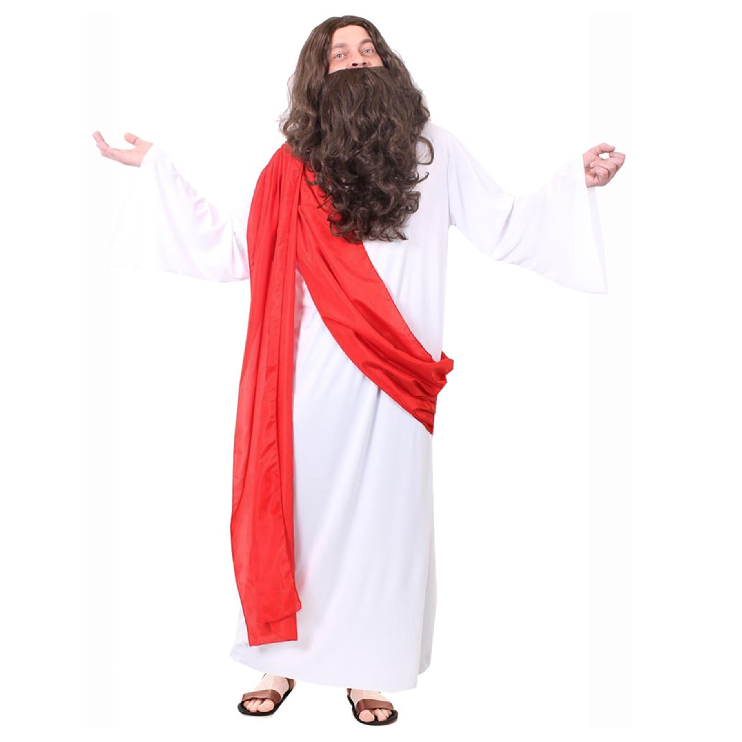 ADULTS JESUS FANCY DRESS COSTUME WITH WIG & BEARD - JESUS COSTUME (SIZE: STANDARD)