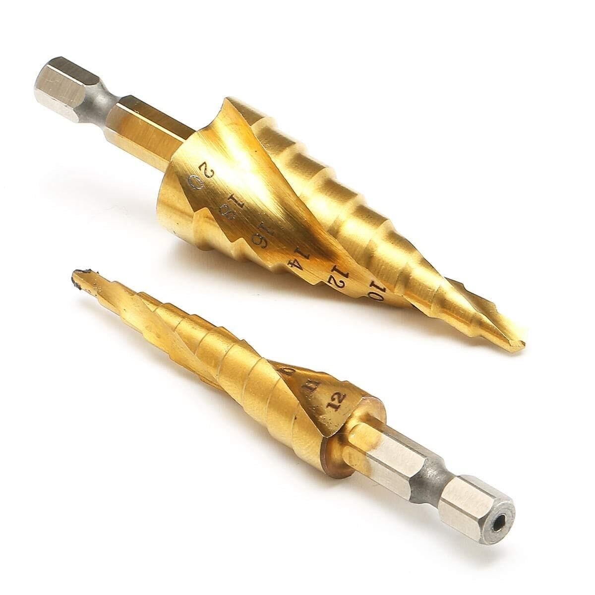 4 szt. Wiertło stopniowe z rowkiem spiralnym 3-12/4-12/4-20/4-32mm wiertło stopniowe wiertła/2698