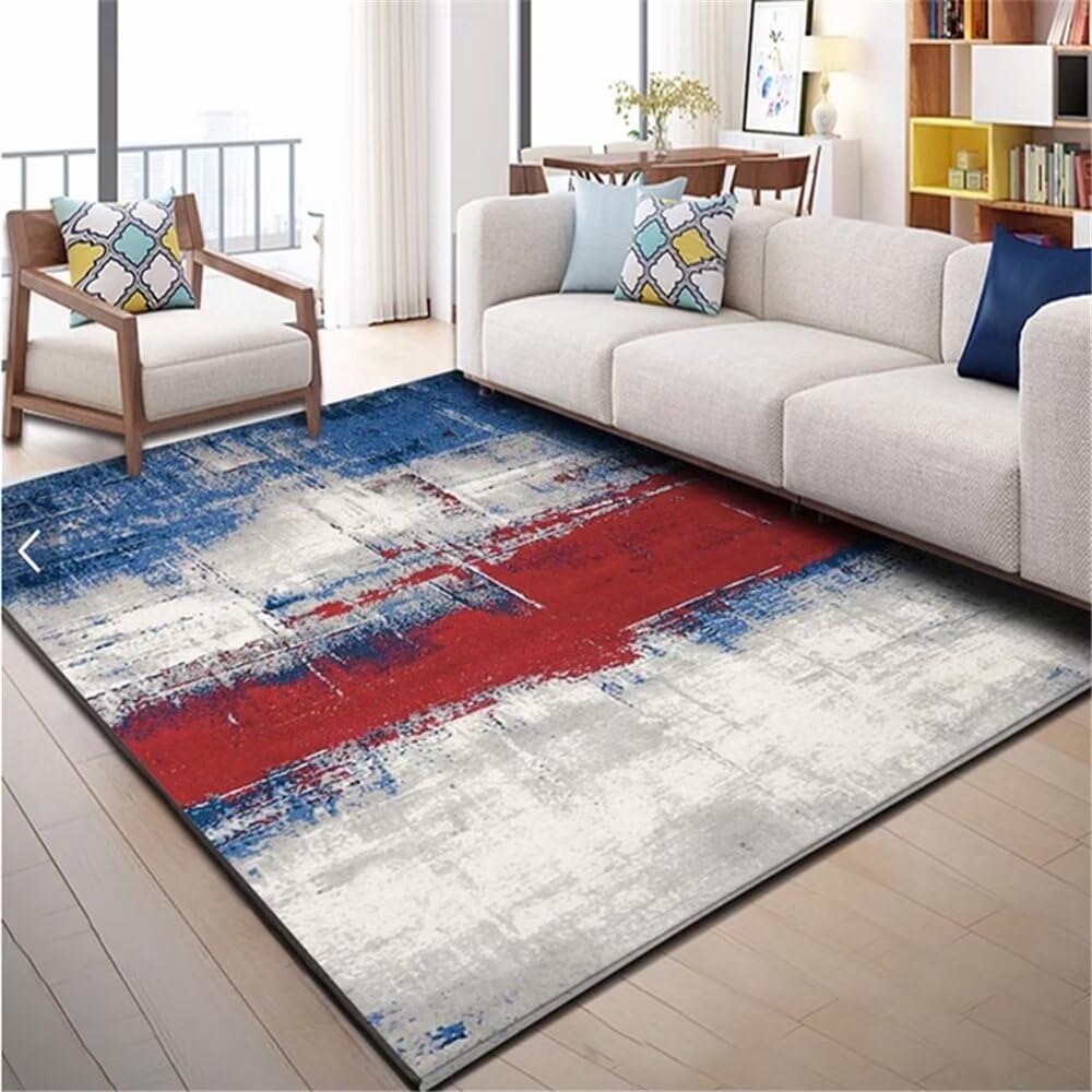 Tapis chambre jeune moderne au motif bleu flou pour un espace stylé