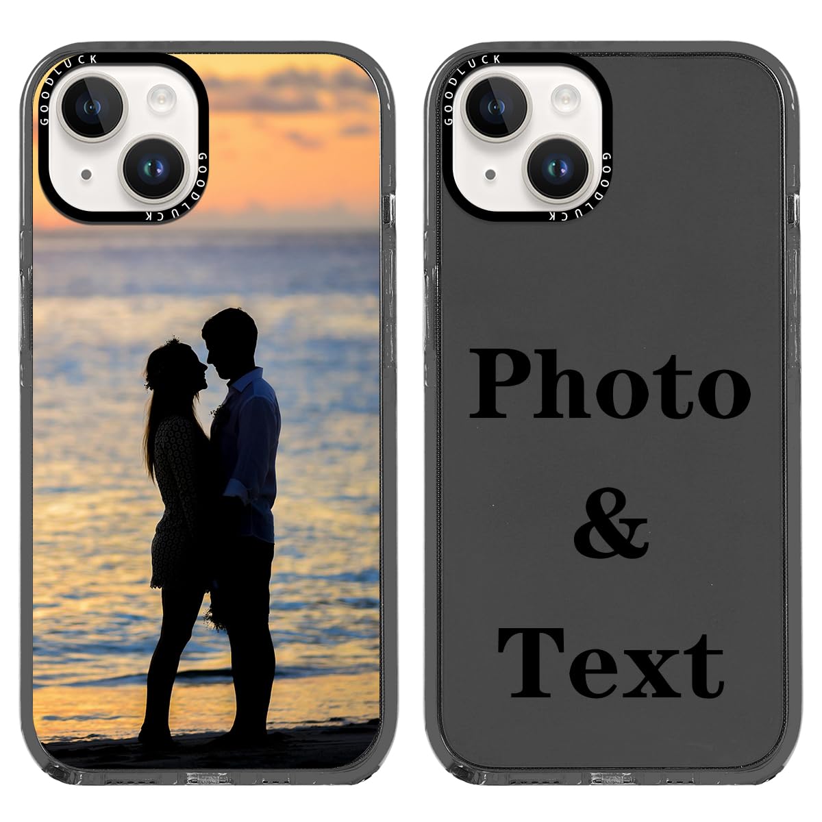 Cover Personalizzata iPhone 14 Pro | 2D TPU Nero con Stampa su Alluminio