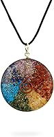 Vista 1 de Ayana - Collar con colgante de cristales de orgonita y chakras, auténticas piedras curativas, diseño hexagonal de disco con 7 tipos de cristales