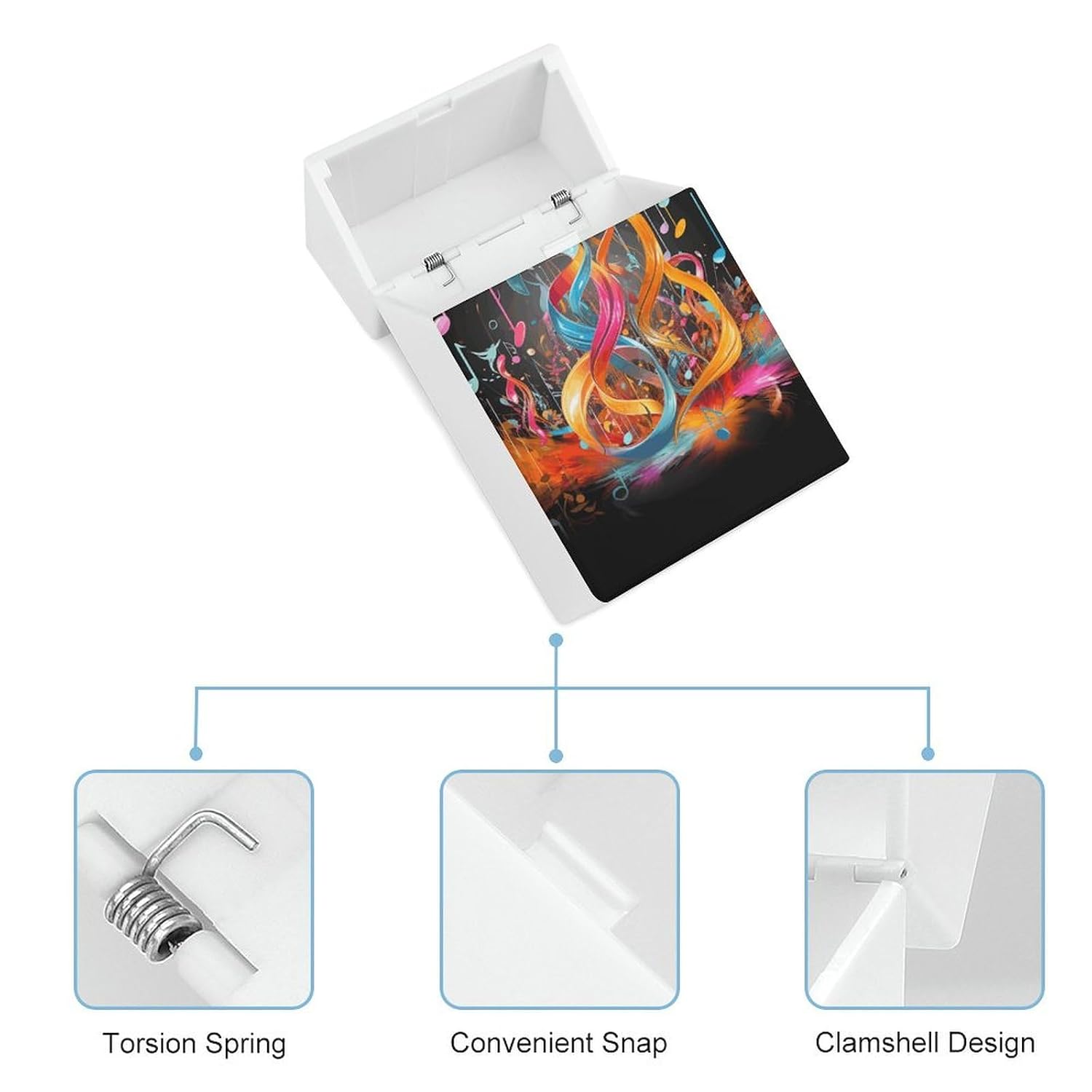 Colorful Musical Note Cigarette Case Premium Waterproof Cigarette Box Hard Cigar Protective Cover Box Portable Cigarette Holder Compact and Lightweight Design for Travel Outdoor image 4