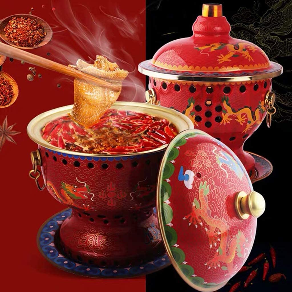 Fondue Chinoise, Marmite Traditionnelle Chinoise, marmite mongole, en cuivre Pur, émaillé