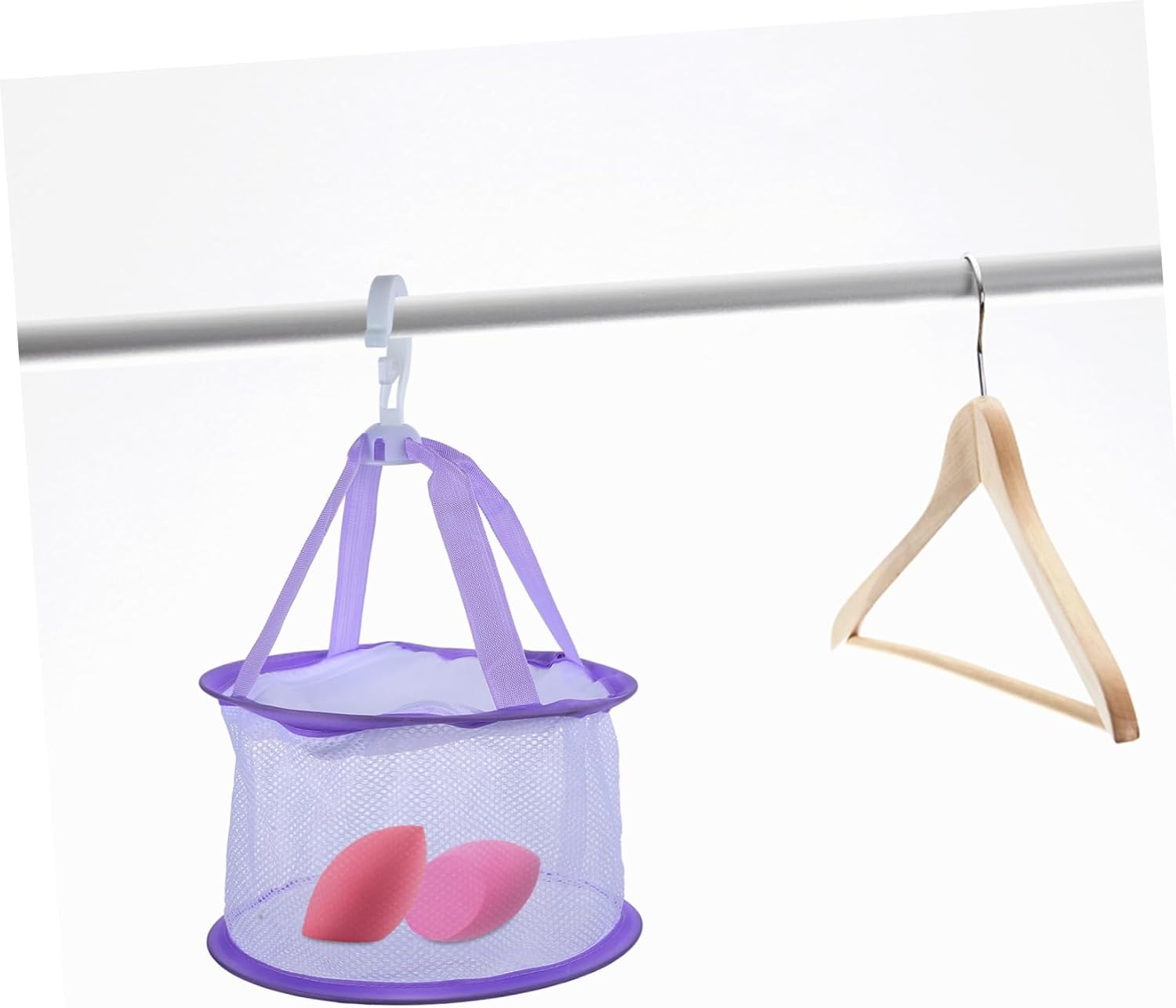 Hanging Makeup Brush Drying Mesh Basket, Cloth Purple Travel Organizer image 3