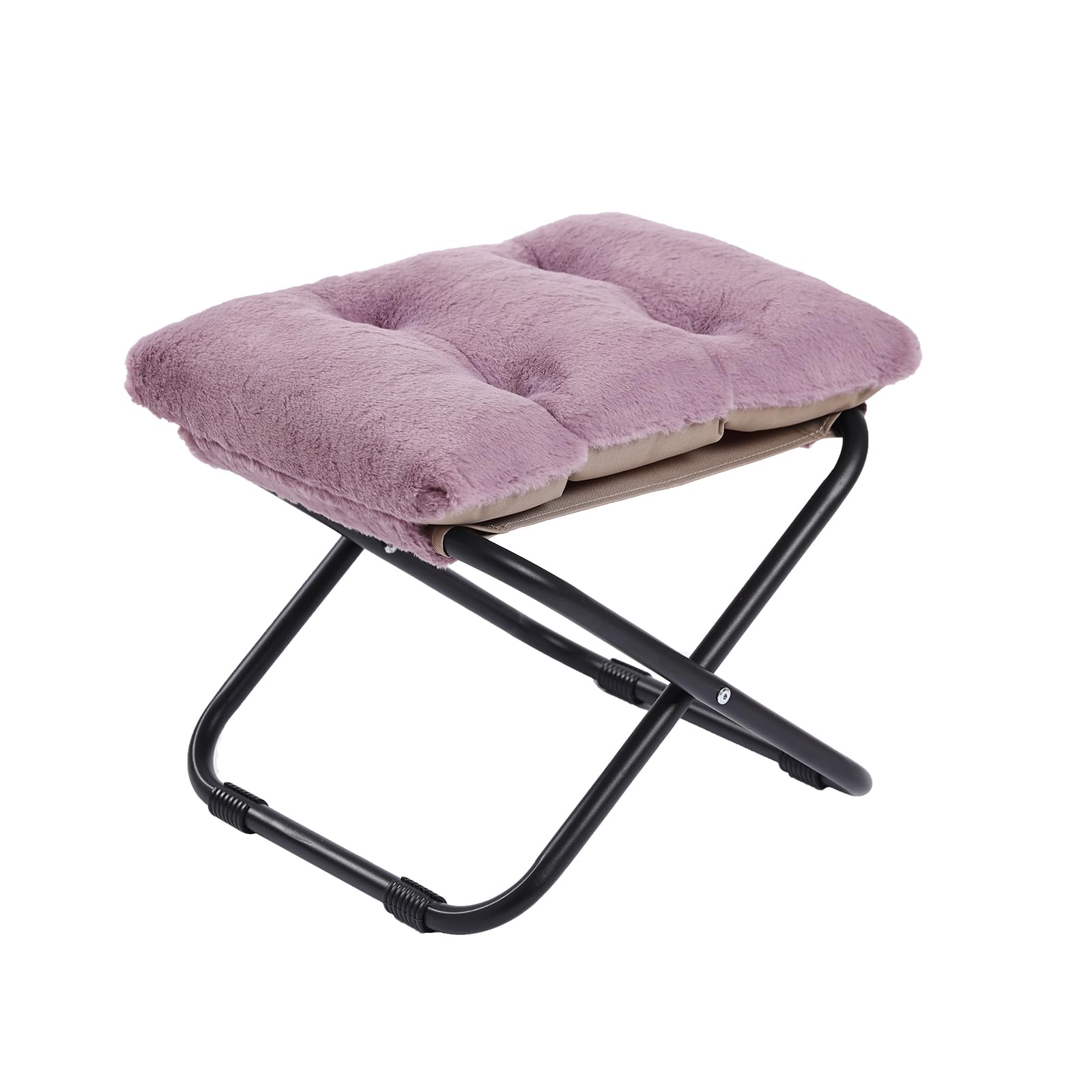 LITA Folding Footrest Stool, Portable Ottoman Foot Rest, Upholstered Small Foldable Ottoman Stool with Detachable Thick Cotton Cushion Padded Sofa