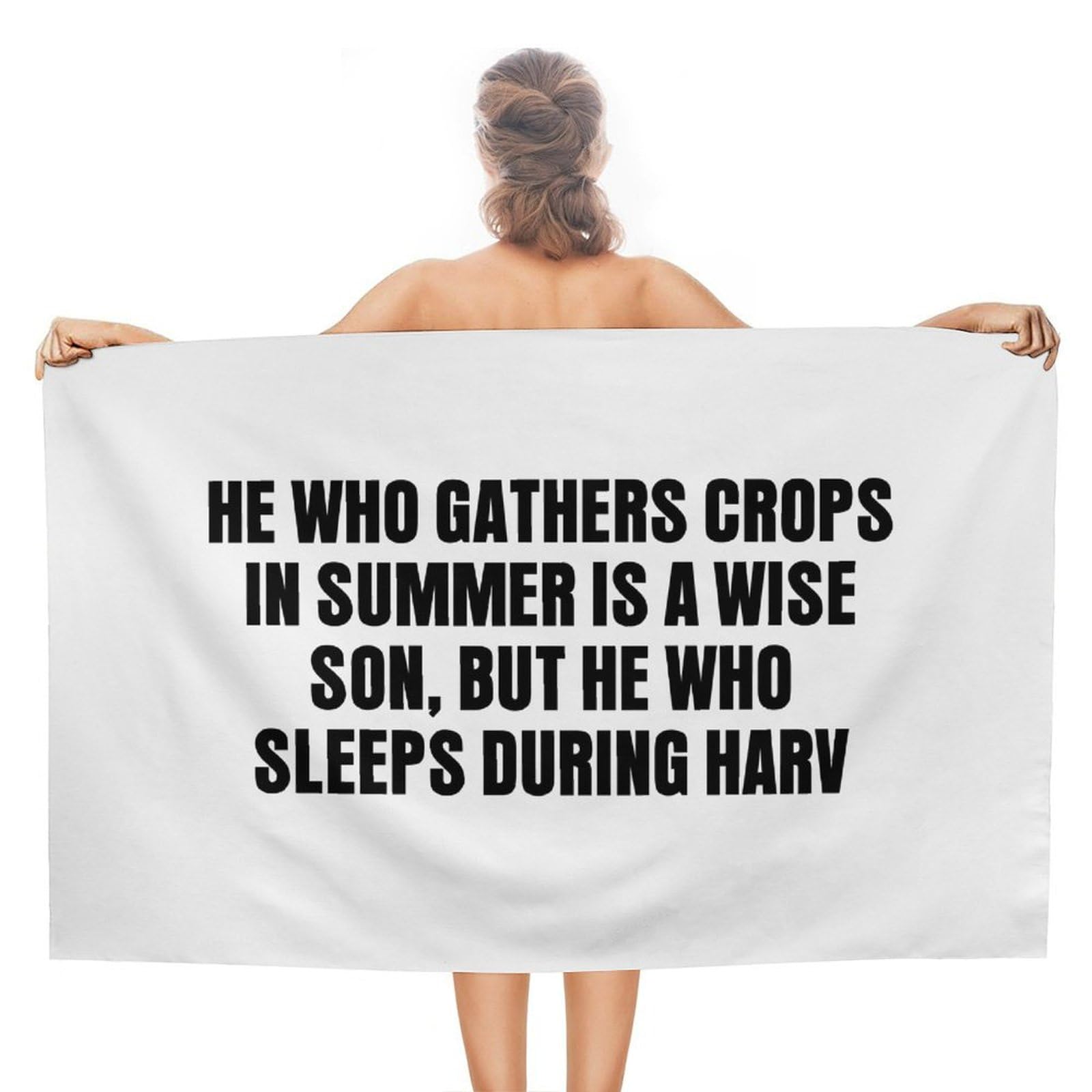 CustonCares Beach Towels for Men, He Who Gathers Crops in Summer Is A Wise Son Adult Bath Towel Lightweight Quick Dry' Sandproof Beach Blanket, Religious Quotes Vintage Travel Spa Hot Tub Towel 31x51