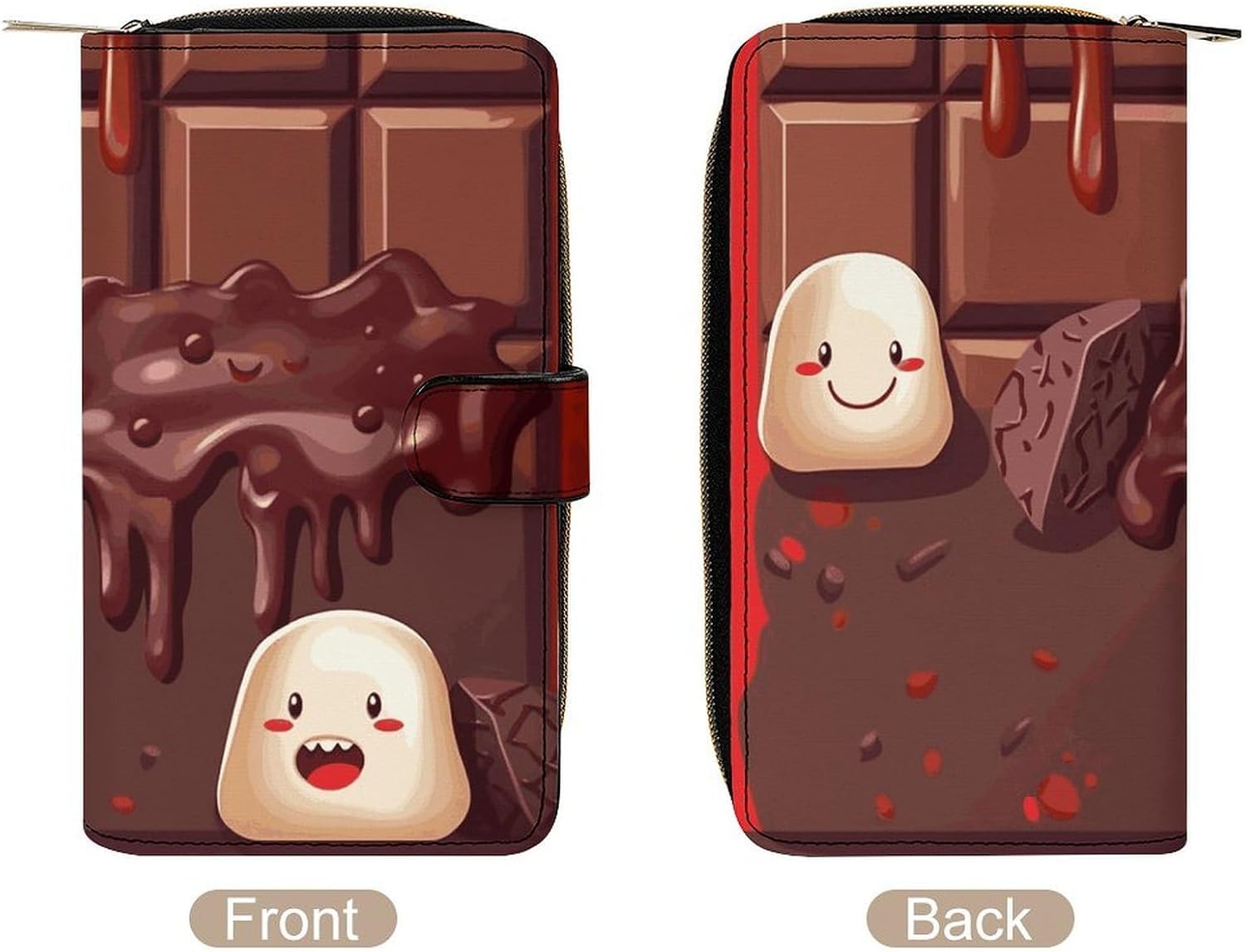 Cartoon Chocolate Long Wallet, PU Leather Multi-Functional Clutch Purse with Card Slots & Coin Pocket, Smooth Soft Touch Premium Durable Travel Wallet Organizer for Everyday Use