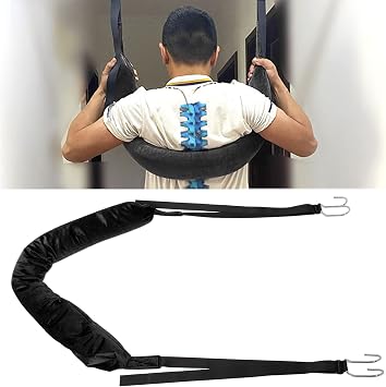 JUOPZKENN Spinal Decompression Devices,Back Traction Stretcher, Hanging Spinal Decompression Harness,Lumbar Traction Device for Lower Back Pain Relieve Black