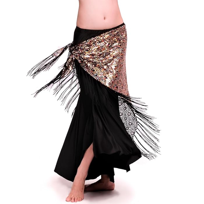 Buy ROYAL SMEELA Women's Belly Dance Hip scarf Tassel Peacock Hip