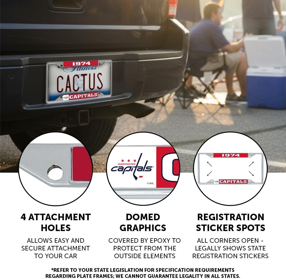 Desert Cactus Washington Capitals License Plate Frame Car Tag Holder for Front or Back of Car National Hockey League Officially Licensed Metal Team NHL (Founding Year)